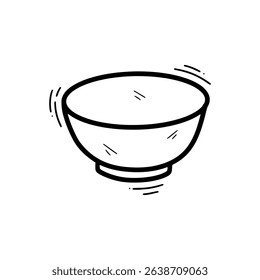 Hand Drawn Bowl Illustration. Doodle Vector. Isolated on White Background - EPS 10 Vector