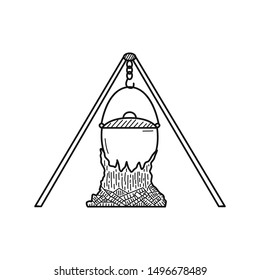 Hand drawn Bowler on the Fire isolated on a white. Vector illustration.
