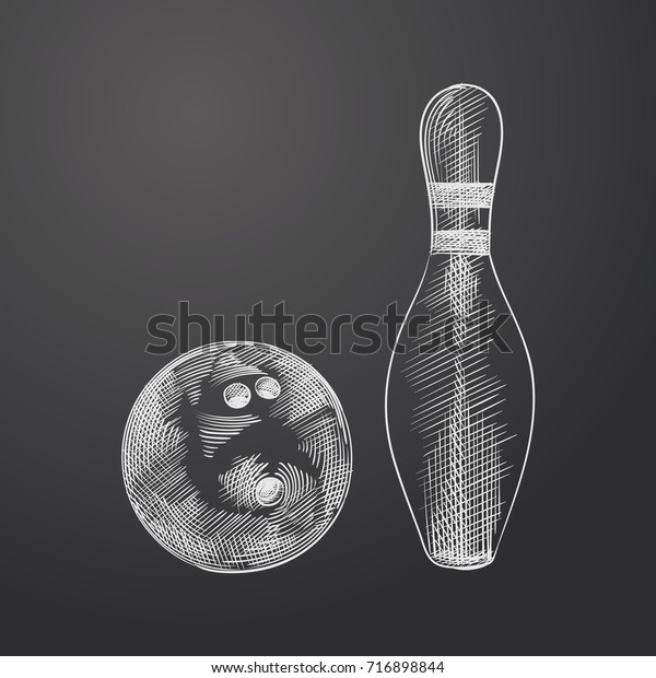 Hand Drawn Bowling Bowling Ball Sketch Stock Vector (Royalty Free