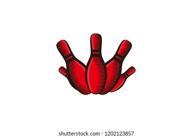 hand drawn bowling pin logo Designs Inspiration Isolated on White Background