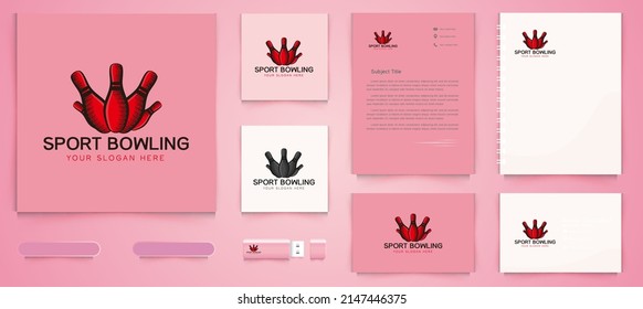 hand drawn bowling pin logo and business branding template Designs Inspiration Isolated on White Background