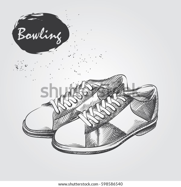 Hand Drawn Bowling Shoes Sketch Isolated Stock Vector (Royalty Free ...