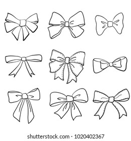 hand drawn bows collection, ribbon, decoraton. Giftbows