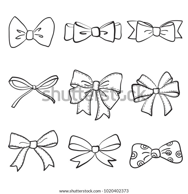 Hand Drawn Bows Collection Ribbon Decoraton Stock Vector (Royalty Free ...