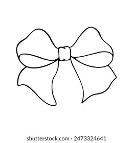 Hand drawn bows doodle element. pen pencil drawing sketches of decorative birthday holiday ribbons isolated on white background. Illustration of wedding celebration decoration symbol.