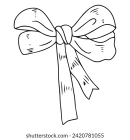 Hand drawn bows doodle isolated on white background