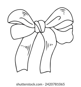 Hand drawn bows doodle isolated on white background