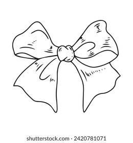 Hand drawn bows doodle isolated on white background