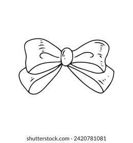 Hand drawn bows doodle isolated on white background