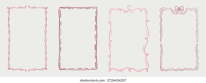 Arcos dibujados a mano con cordones. Tarjetas de felicitación, boda y fiesta de cumpleaños invitaciones en coqueta elegante lindo. Ilustración de boceto de Vector en estilo vintage de carbón de crayón