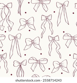 Hand drawn bows seamless pattern. Whimsical illustration