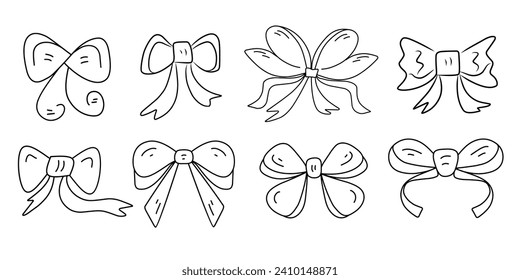 Esbozo de arcos dibujados a mano aislado sobre fondo blanco. Perfecto para el festival decorativo, evento, cumpleaños, fiesta de boda o decoración de chica. Ilustración plana del símbolo de decoración de celebración.  