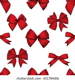 Hand drawn bows vector seamless pattern. Perfect for invitations, greeting cards, posters, prints. Illustration in sketch style