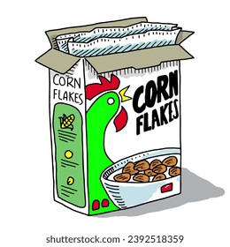 Hand Drawn Box Of Cereal cartoon doodle vector illustration