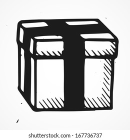Hand drawn box isolated