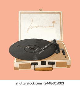 Hand drawn box of retro music players