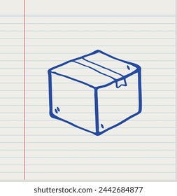 Dibujado a mano de caja , ilustración vectorial sobre fondo de papel blanco.