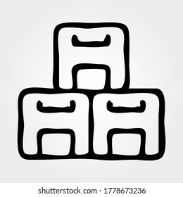 Hand drawn Boxes icon, outline vector sign, linear style pictogram isolated on white. Eps10 vector illustration.