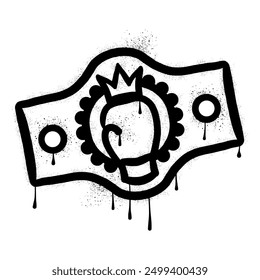 Hand drawn boxing belt graffiti with black spray paint	
