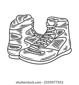 Hand Drawn Boxing Club Illustration Colorless - Shoes