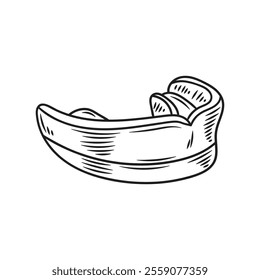 Hand Drawn Boxing Club Illustration Colorless - Mouth Guard