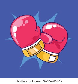 Hand drawn boxing gloves cartoon vector illustration
