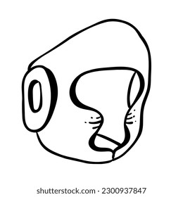hand drawn boxing helmet. flat vector illustration isolated on white.