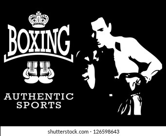 Hand drawn of  boxing on black background, vector illustration