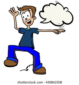 hand drawn boy with speech bubble shouting