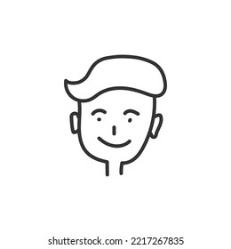Hand drawn boy vector icon. Kid flat sign design. Face symbol pictogram. Linear icon
