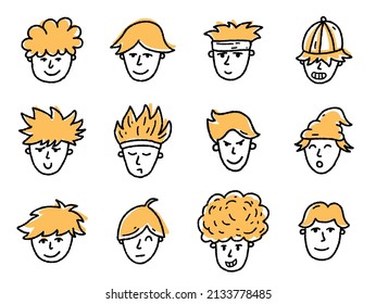 Hand drawn boys avatar collection