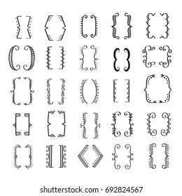 Hand Drawn Bracket Big Set. Beautiful Vector Decorative Design Elements Collection.