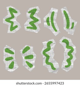 hand drawn brackets for title or headline with green color and grid paper background. sticker and cut out