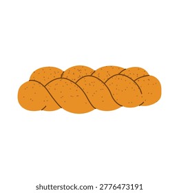 Hand drawn braided bread loaf with seeds, perfect for bakery branding and menu design