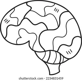 Hand Drawn brain illustration isolated on background