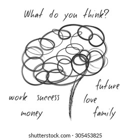 Hand drawn brain a thinking concept