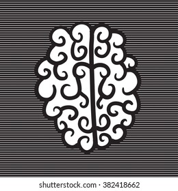 Hand drawn brain vector icon symbol illustration black lines on white
