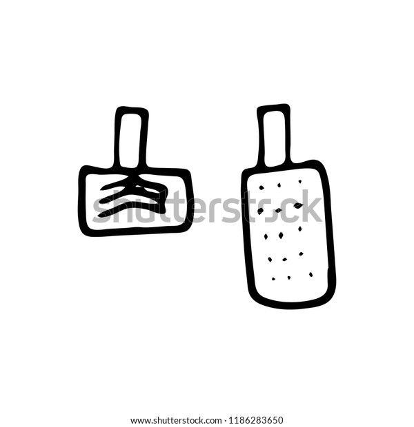 Hand drawn brake and gas\
pedal doodle icon. Hand drawn black sketch. Sign symbol. Decoration\
element. White background. Isolated. Flat design. Vector\
illustration.