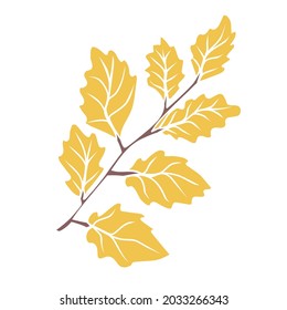 Hand drawn branch with autumn leaves. Botanical drawing. Element for cards, posters, stickers and professional design. Vector illustration.