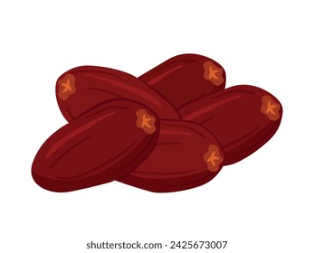 Hand drawn Branch of Dates Fruit Cartoon Icon for Iftar, Ramadan Kareem, Eid Al Fitr, Eid Al Adha Element Decoration Banner Isolated on White Background