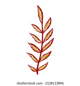 Hand drawn branch with leaves. Floral leaf element isolated. Print, poster design. Vector illustration