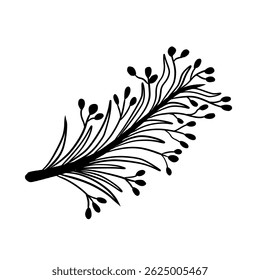 Hand drawn branch with leaves vector. Botanical Hand Drawn Vector Element. Sketch Style Leafy Branch Illustration