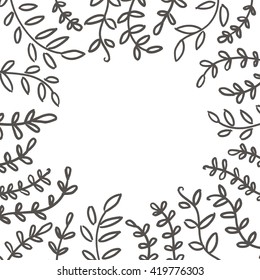 Hand drawn branch pattern. Brushed leaf on tree background for quote / text. Vector illustration.