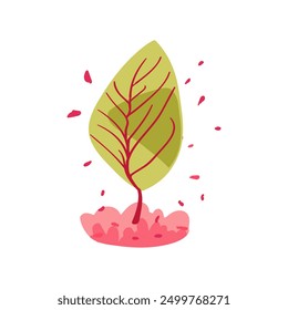 Hand drawn branch with red and raspberry berries. Simple plant design. Flat vector illustration. Clean and decorative.
