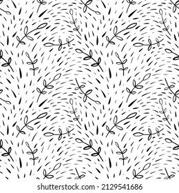 ramas dibujadas a mano con hojas de patrón sin fisuras de elementos botánicos abstractos.