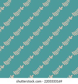 Hand Drawn Branches With Leaves Seamless Pattern. Simple Organic Background. Decorative Forest Leaf Endless Wallpaper. Design For Fabric, Textile Print, Wrapping, Cover. Vector Illustration.