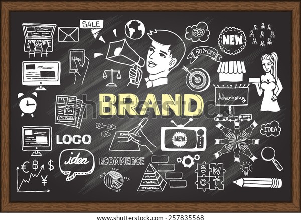 Hand Drawn Brand On Chalkboard Business Stock Vector (Royalty Free ...