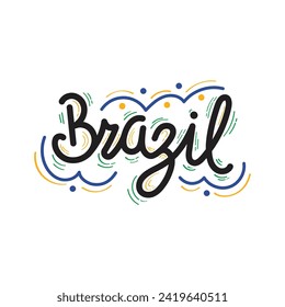 Hand Drawn Brazil Calligraphy Text Vector Design.