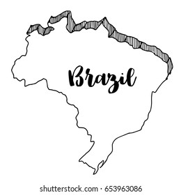 Hand drawn  of  Brazil map, vector  illustration