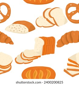 Hand Drawn Bread and Bakery  Seamless Pattern
